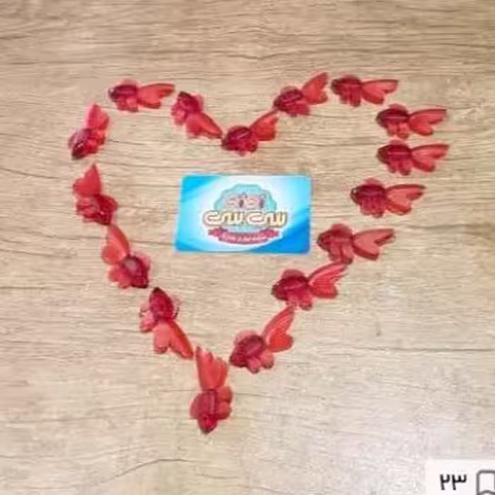 ماهی پلاستیکی ژله ای قرمز رنگ(قیمت یک عدد)