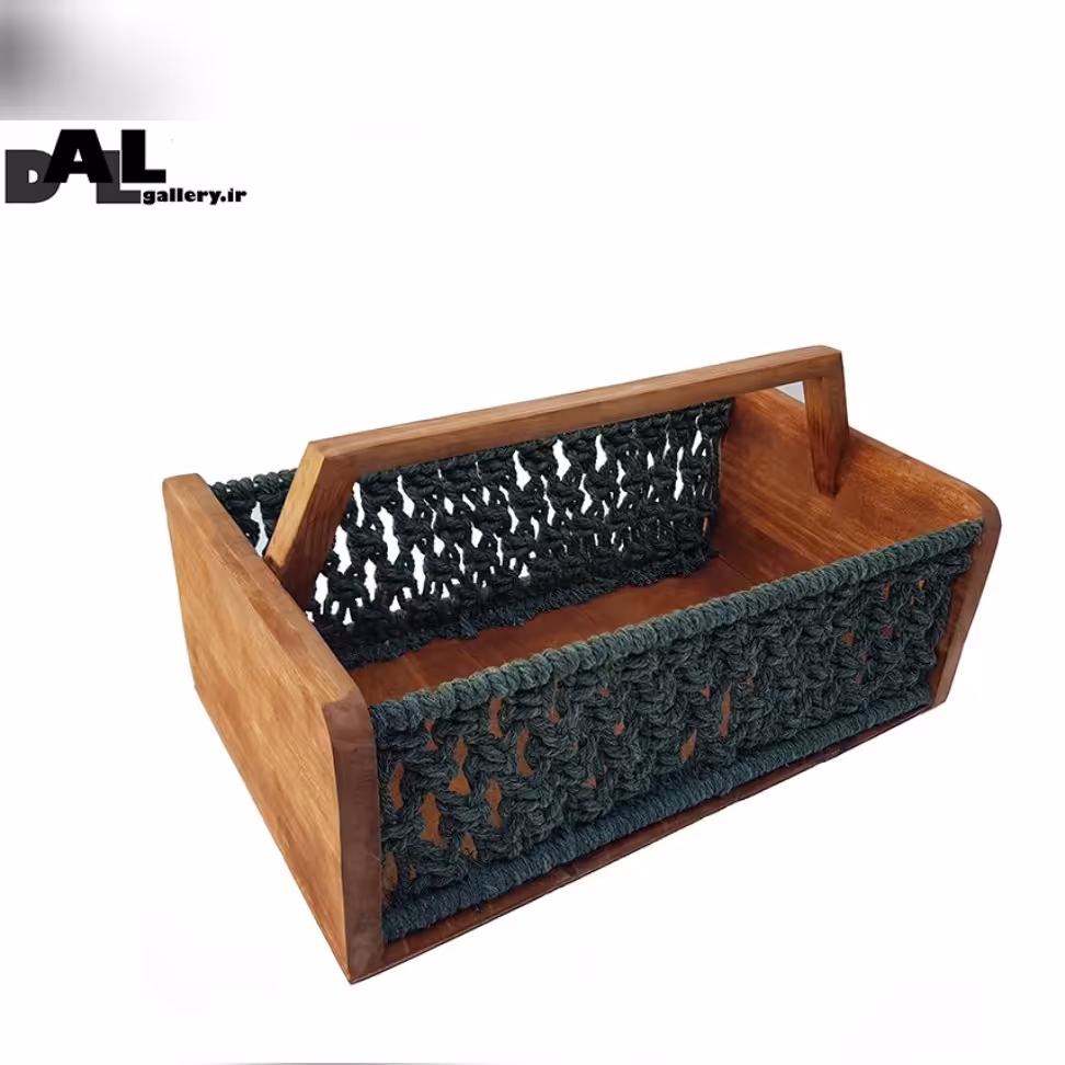 رایزر  چوبی تلفیق مکرومه ( ارگانایزر چوبی ) ( نظم دهنده چوبی )( استند چوبی )