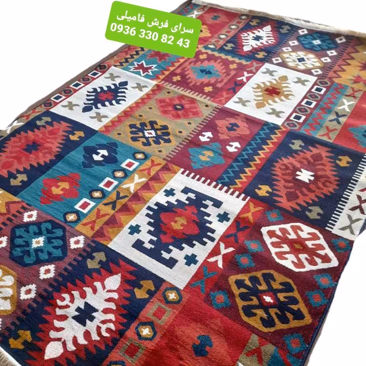 قالیچه طرح سنتی رنگ لاکی سایز 1در1.5 کد48