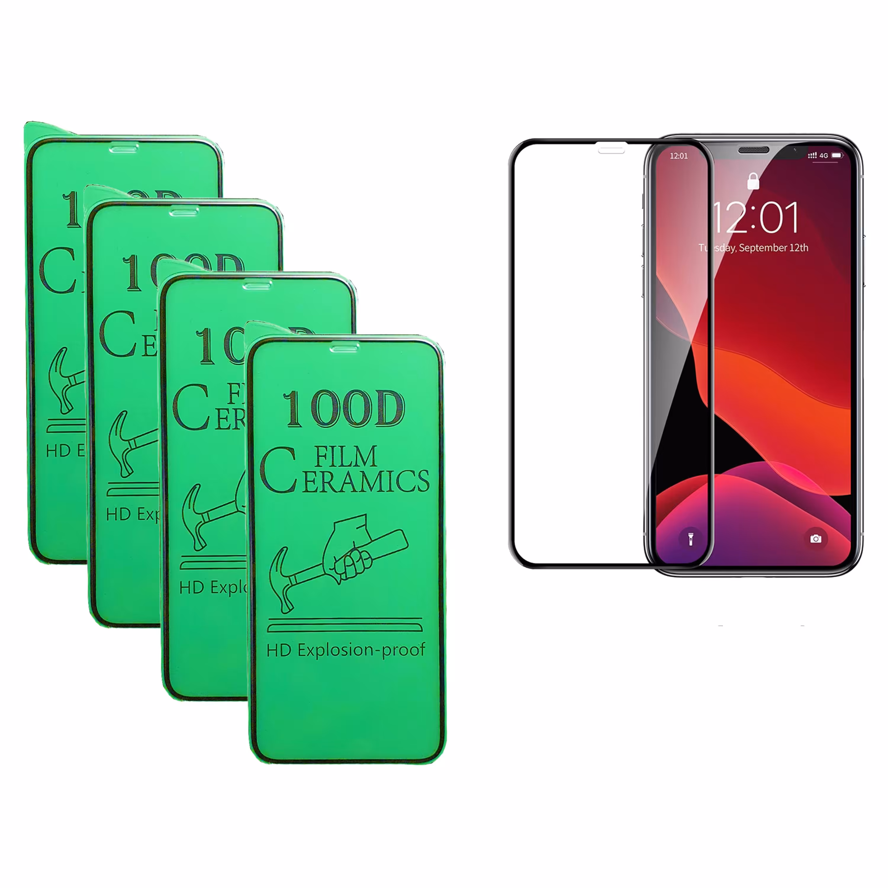 گلس سرامیک مناسب برای آیفون X  Xs  11pro  بسته 5 عددی (عمده ویژه همکاران)