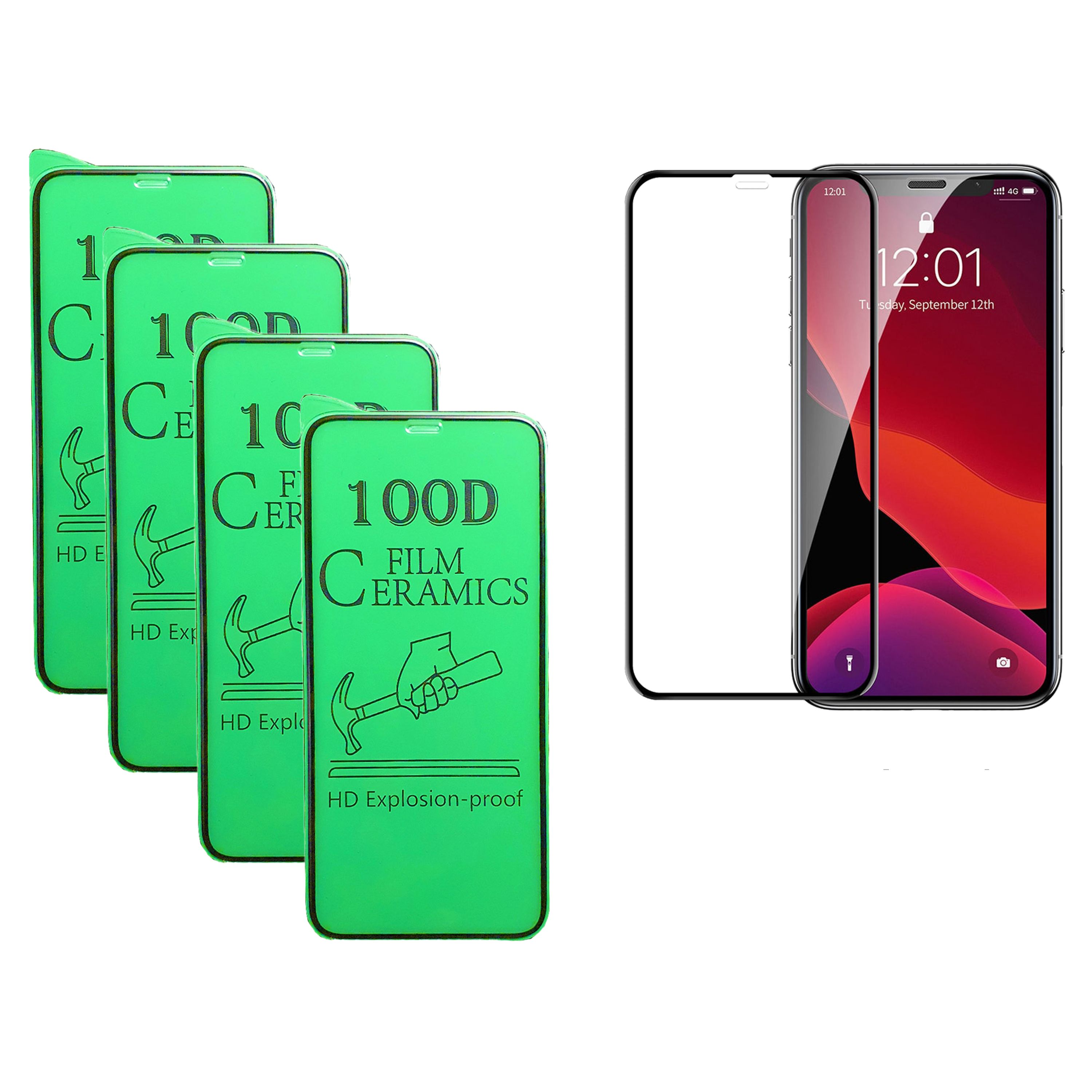 گلس سرامیک مناسب برای آیفون X  Xs  11pro  بسته 5 عددی (عمده ویژه همکاران)