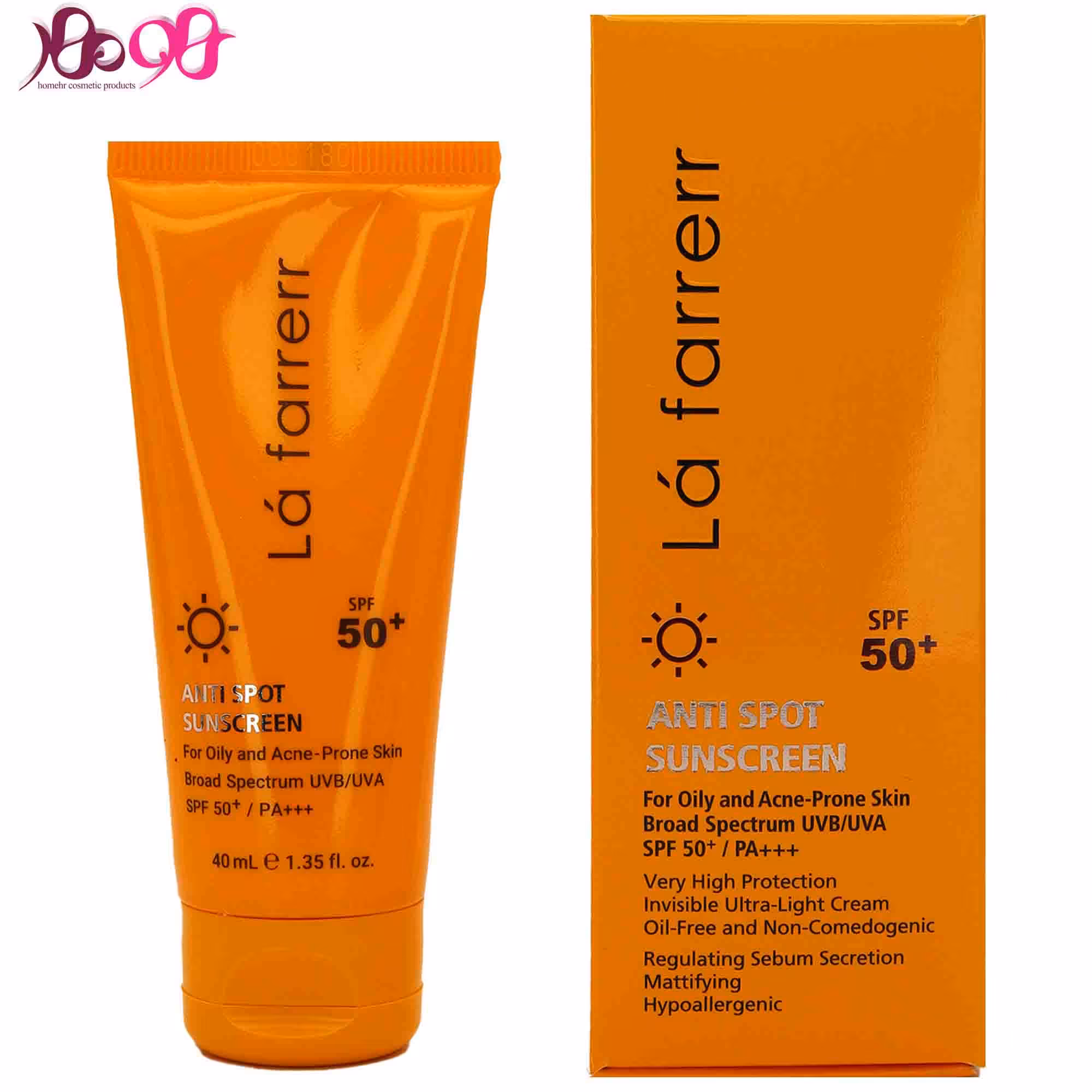 کرم ضد آفتاب لافارر پوست چرب و مختلط بی رنگ SPF50