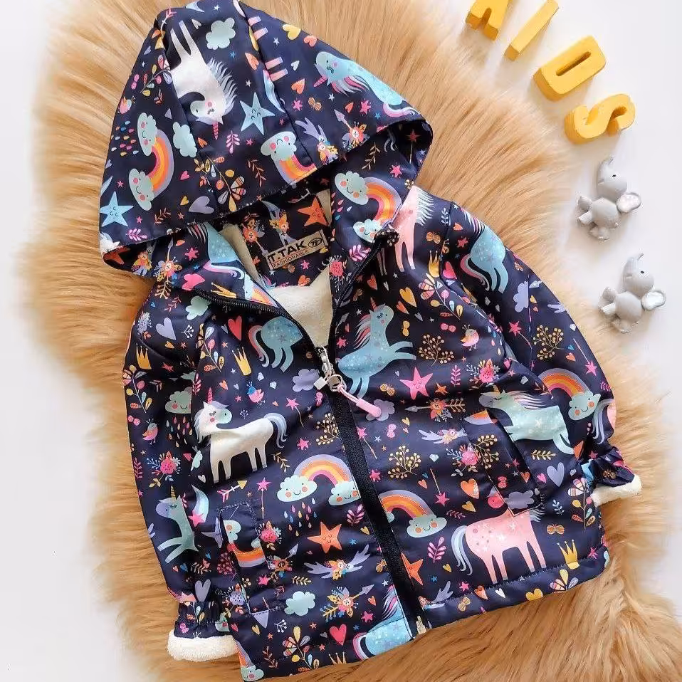 بارونی خزدار و کاپشن خزدار دخترانه دوسال تا سیزده سال صورتی و سورمه ای