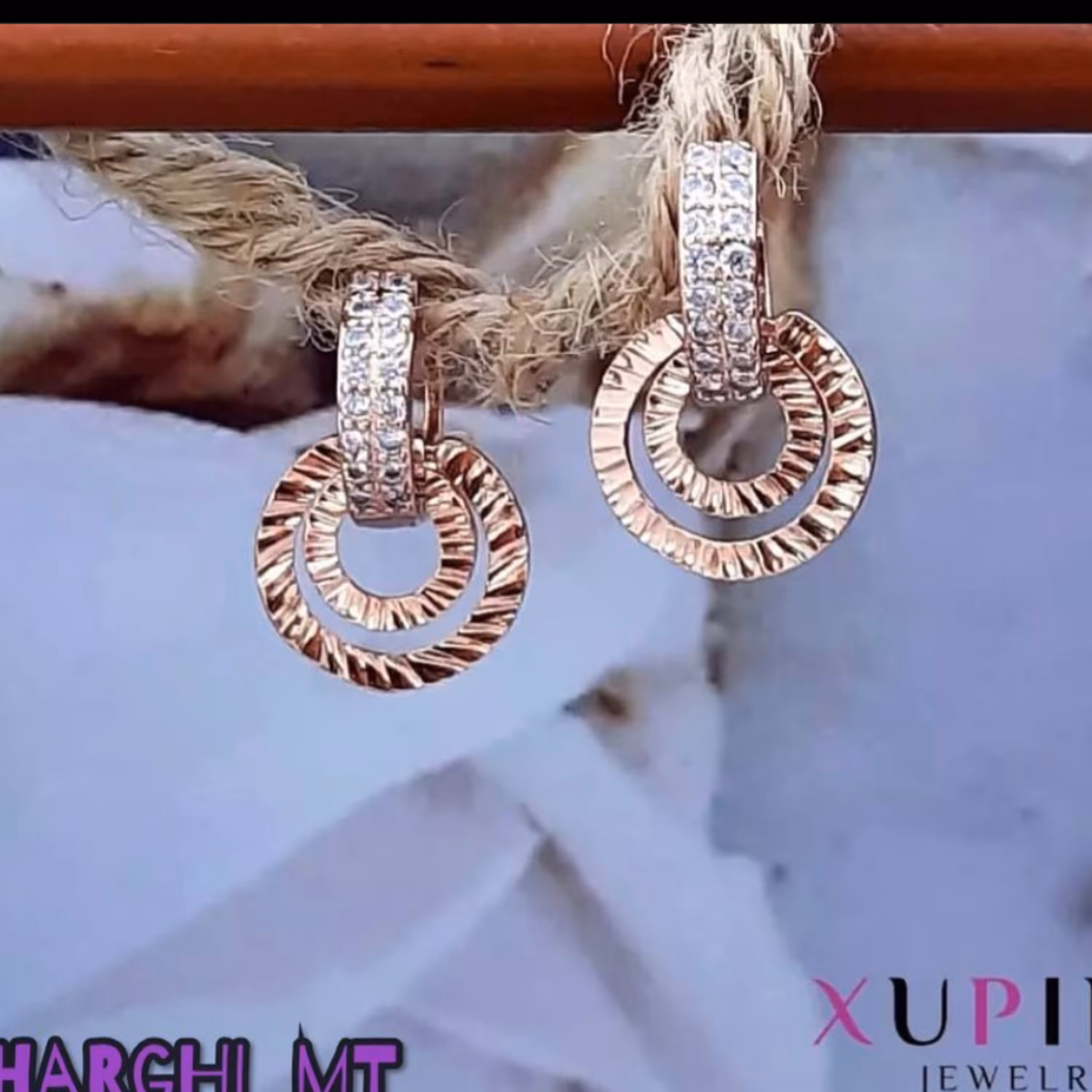 گوشواره حلقه اویزی نگین دار