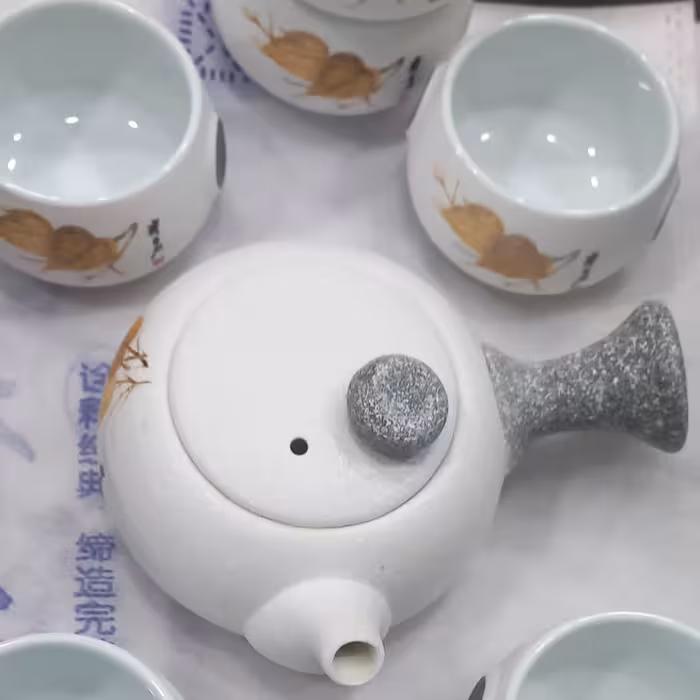 ست قوری و فنجان چینی (چای سبز چینی) وارادتی جنس سرامیک شیک و خاص