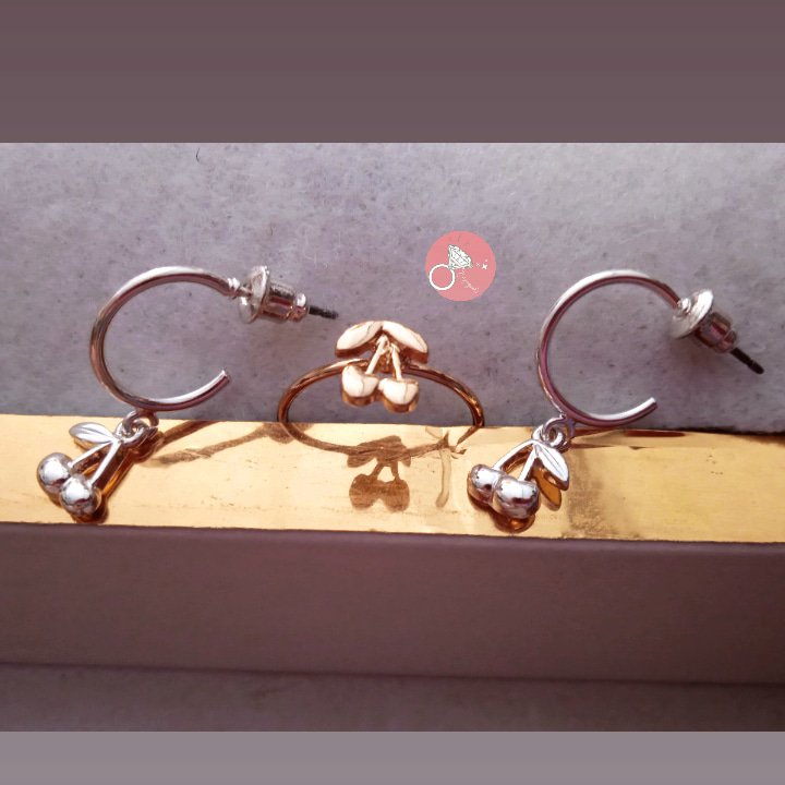 انگشتر و گوشواره طرح گیلاس 