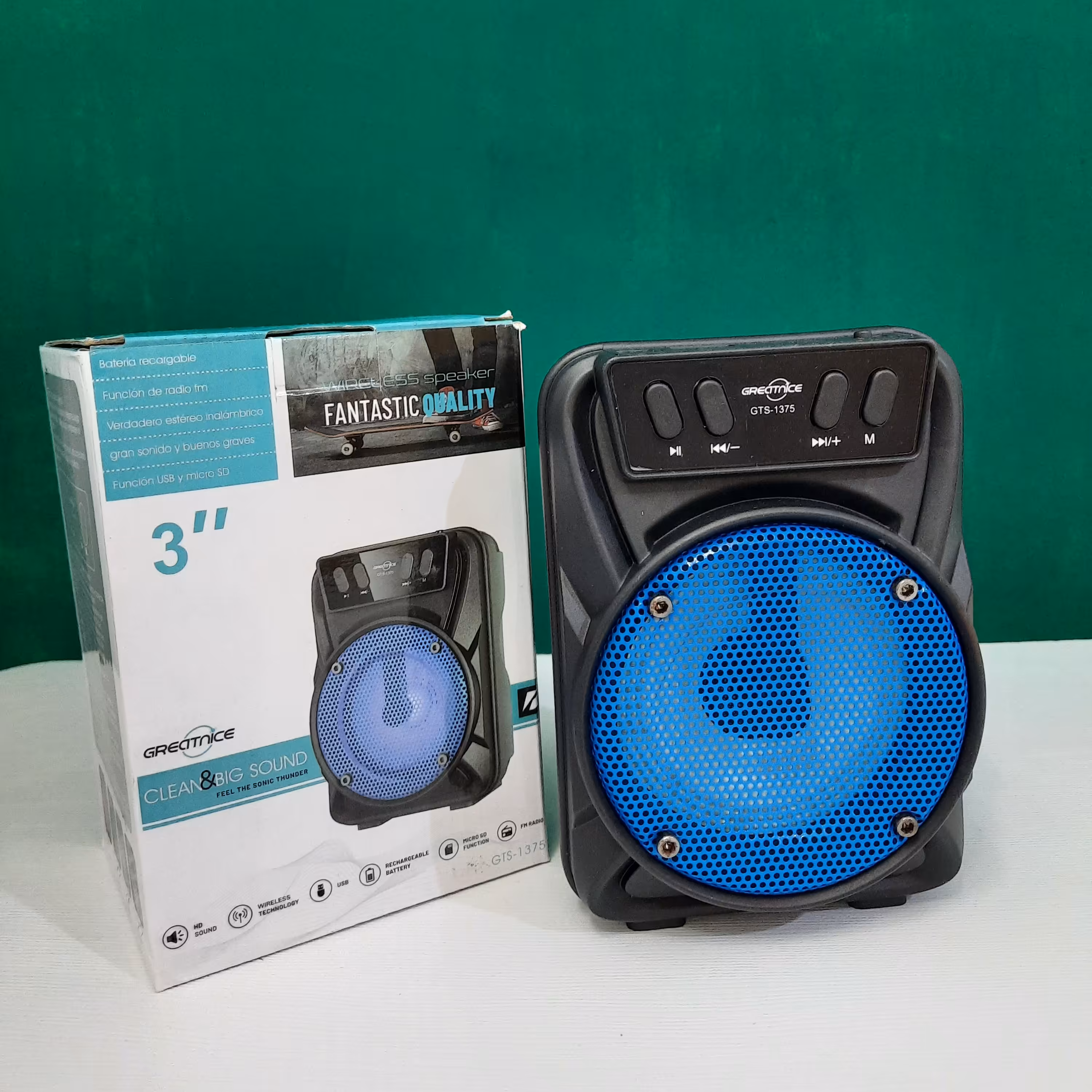 اسپیکر بلوتوثی گریت نایس مدل 1375 دارای رقص نور فلش خور و رم خور