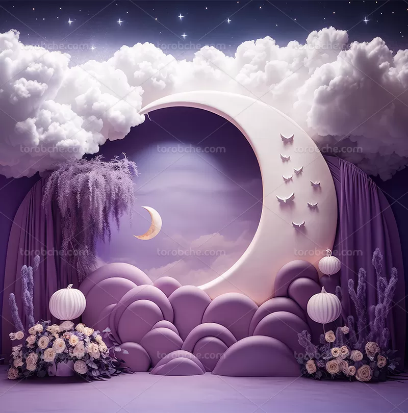 بک دراپ عروس و داماد بنفش | گرافیک با طعم تربچه