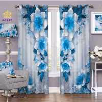 پرده پذیرایی دو قواره پانچ فانتزی طرح گل چینی کد S1445