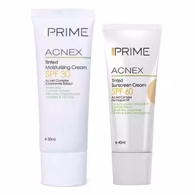 کرم ضد آفتاب پریم مدل Acnex حجم 50 میلی لیتر به همراه کرم ضد آفتاب پریم مدل ACNEX-60 حجم 40 میلی لیتر