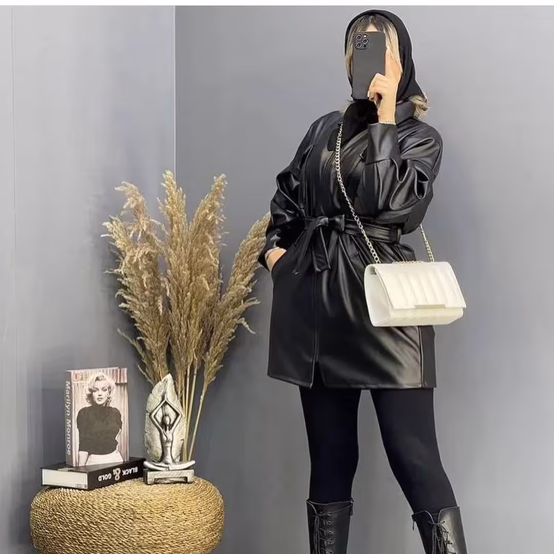 کاپشن چرم دو جیب