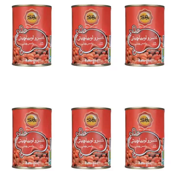 کنسرو لوبیا چیتی با سس چیلی بهروز - 420 گرم بسته 6 عددی
