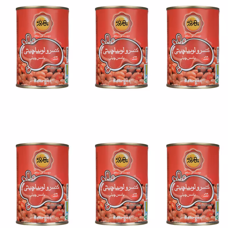 کنسرو لوبیا چیتی با سس چیلی بهروز - 420 گرم بسته 6 عددی