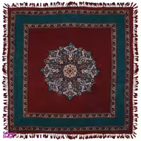 پارچه قلمکار نرگس‌ خانی اعلا طرح ترنج حاشیه دار متراکم سایز 100 × 100 سانتی‌متر مدل 01- 27