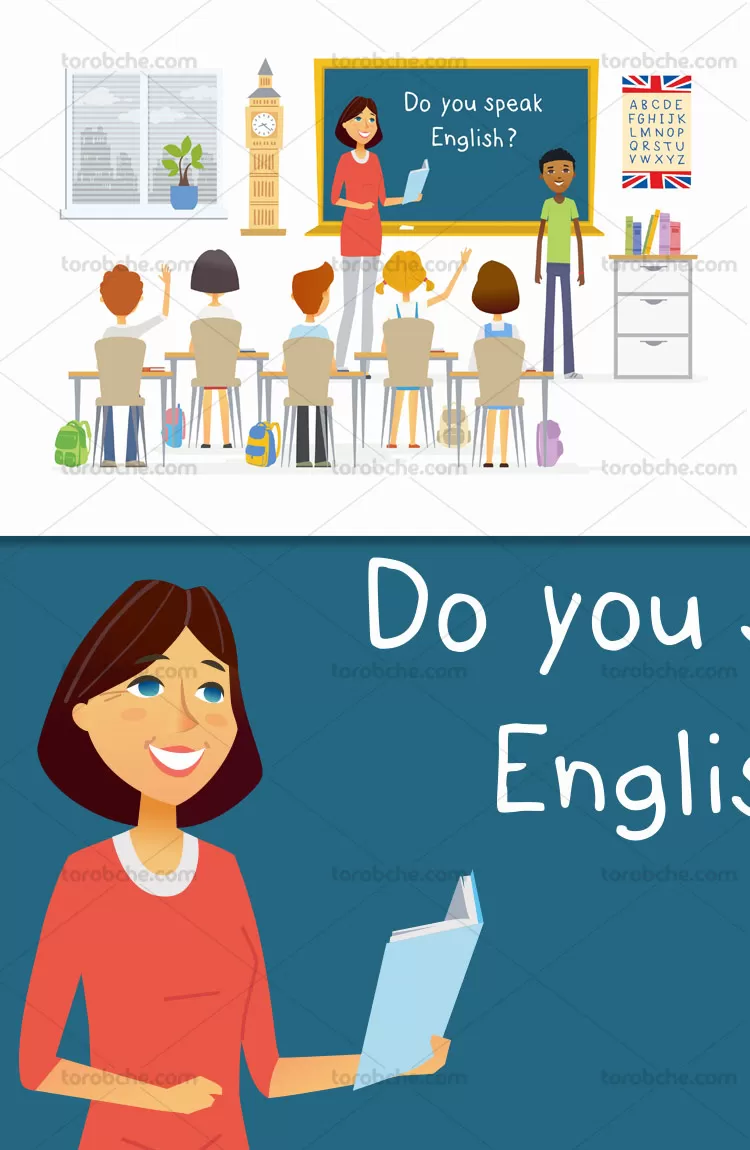 وکتور آموزش زبان انگلیسی | گرافیک با طعم تربچه