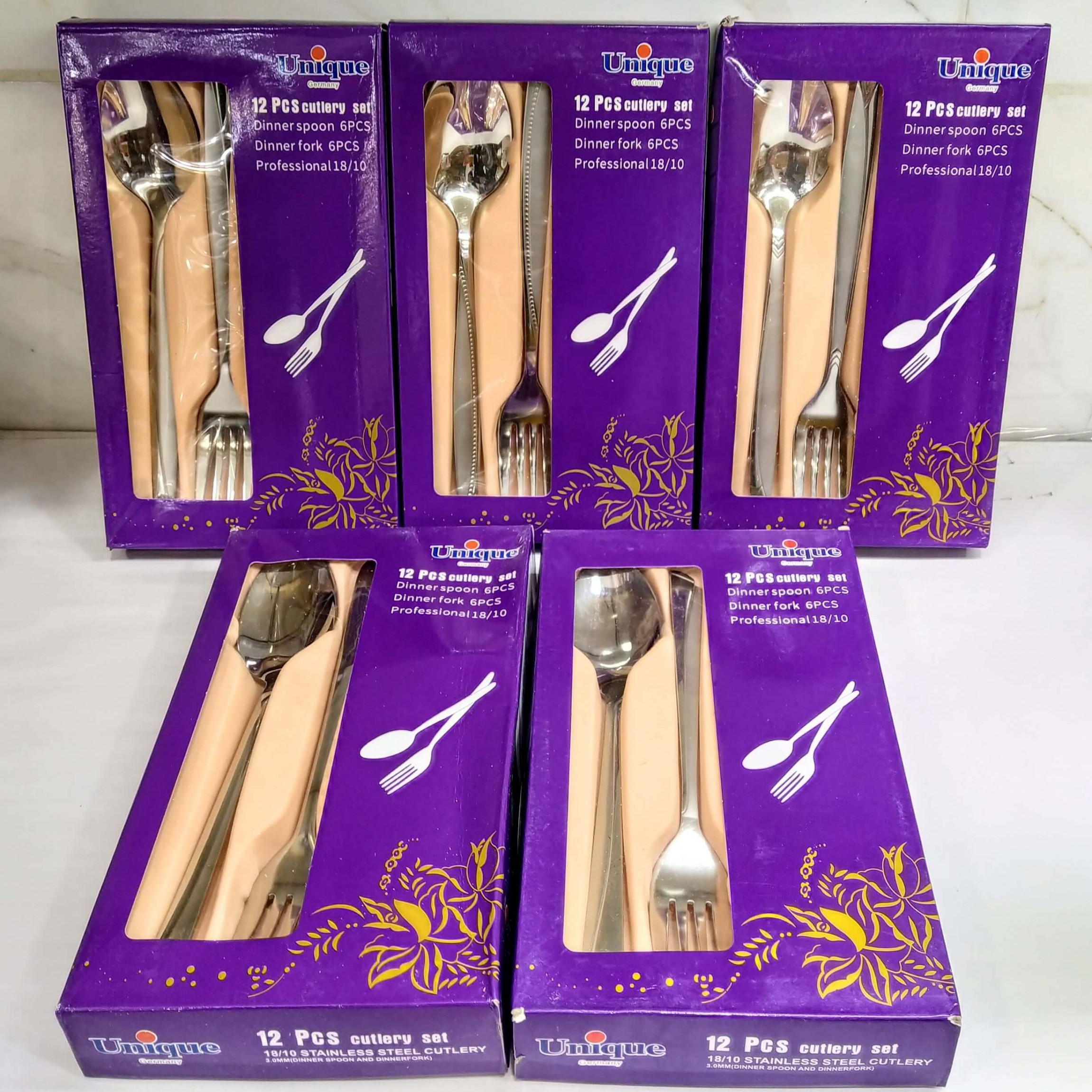 قاشق چنگال استیل یونیک آهنربا نگیر  حک شده  12 عددی 6 عدد چنگال 6 عدد قاشق