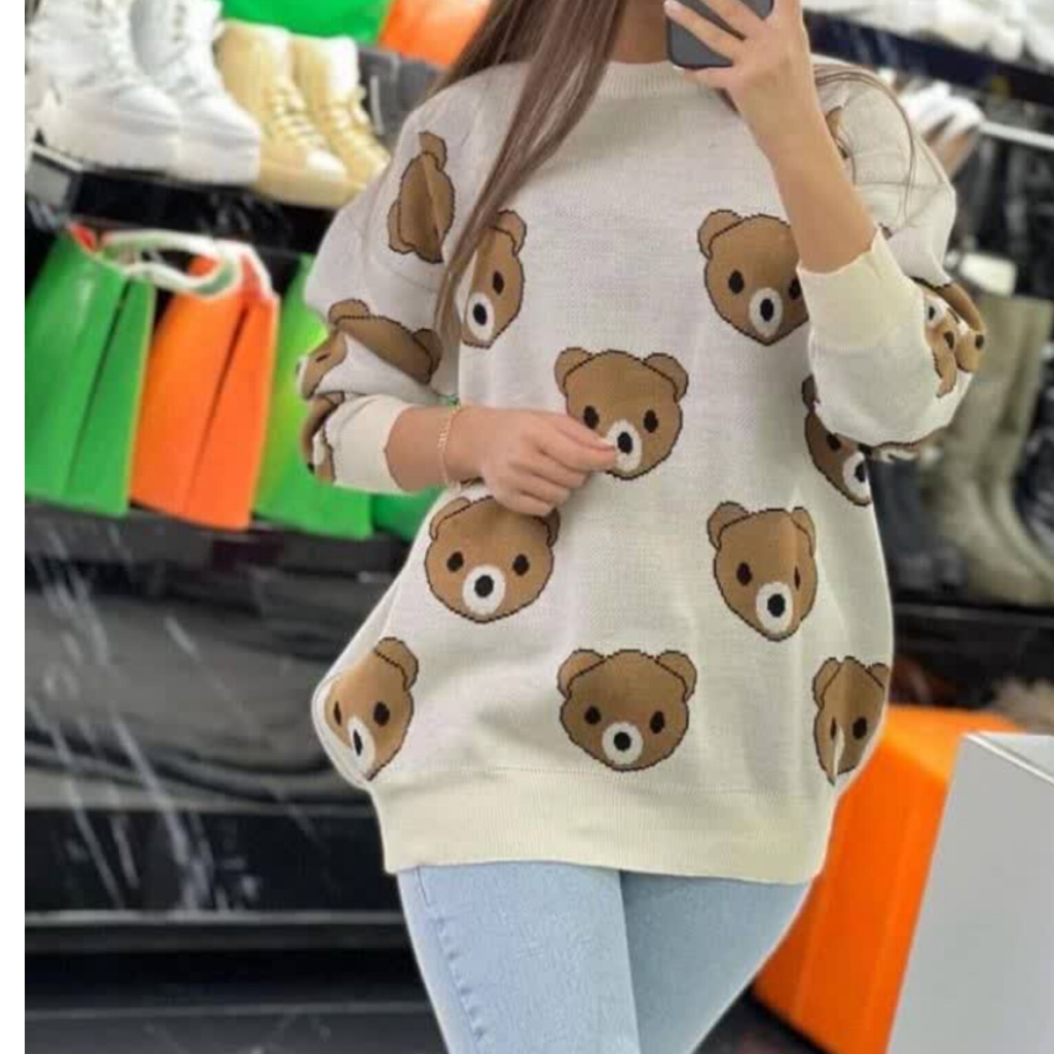 عمده فروشی تونیک استیکری خرسی در 6 رنگ فری 38-46 نخ اکریلیک