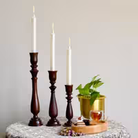 شمعدان تزیینی رومیزی چوبی مجموعه سه عددی