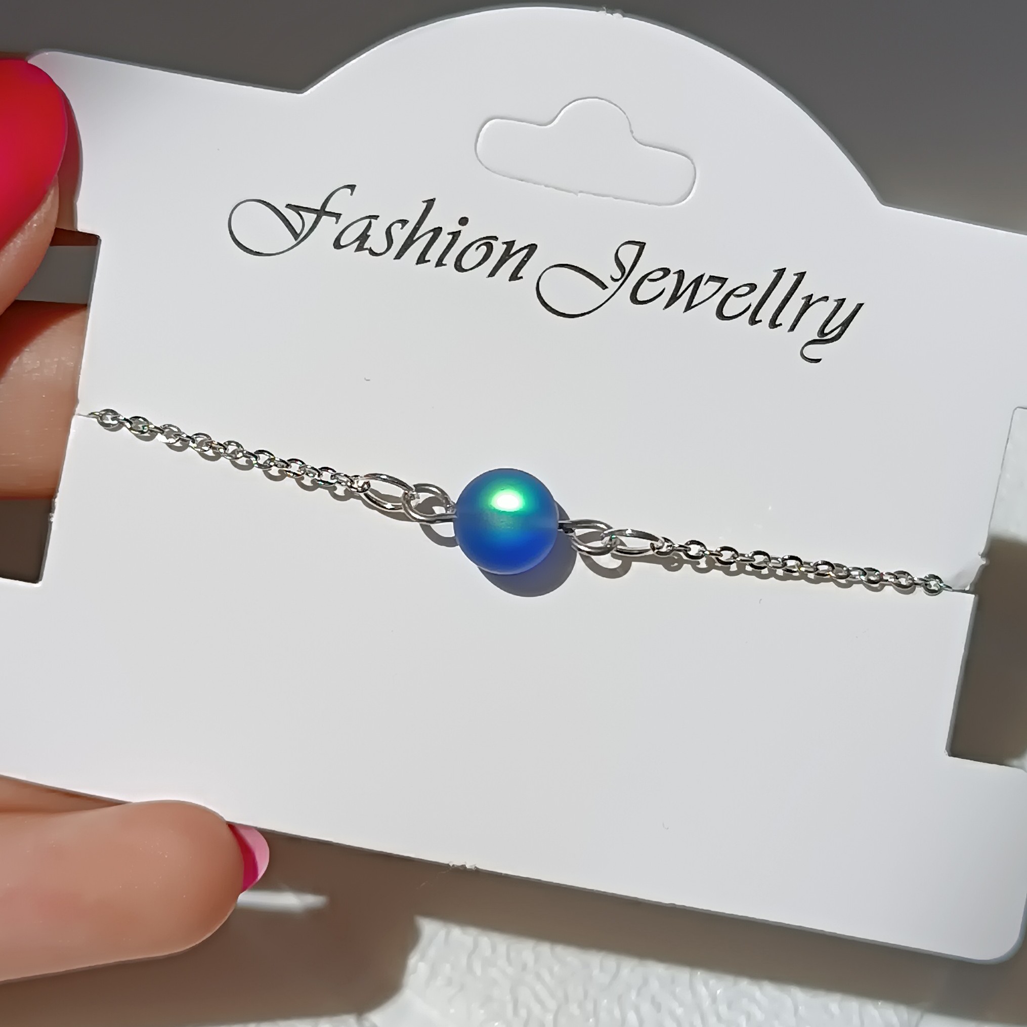 دستبند استیل نقره ای مون استون 