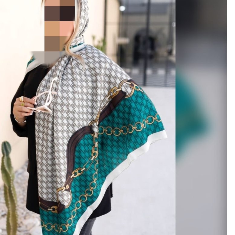 روسری نخی طرح زنجیری قواره بزرگ 140 با ارسال رایگان