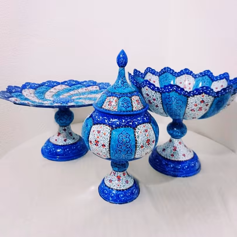 ست پذیرایی میناکاری2(میوه خوری،شیرینی خوری،شکلات خوری)