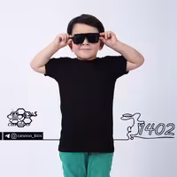 تیشرت مشکی پسرانه و دخترانه (ساده) محرمی  جنس یکرو پنبه لاکرادار سایز  40-45-50-55