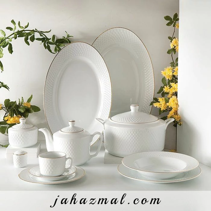 سرویس چینی یاسمن رادیانس زرین 76 پارچه (سفید لب طلا)