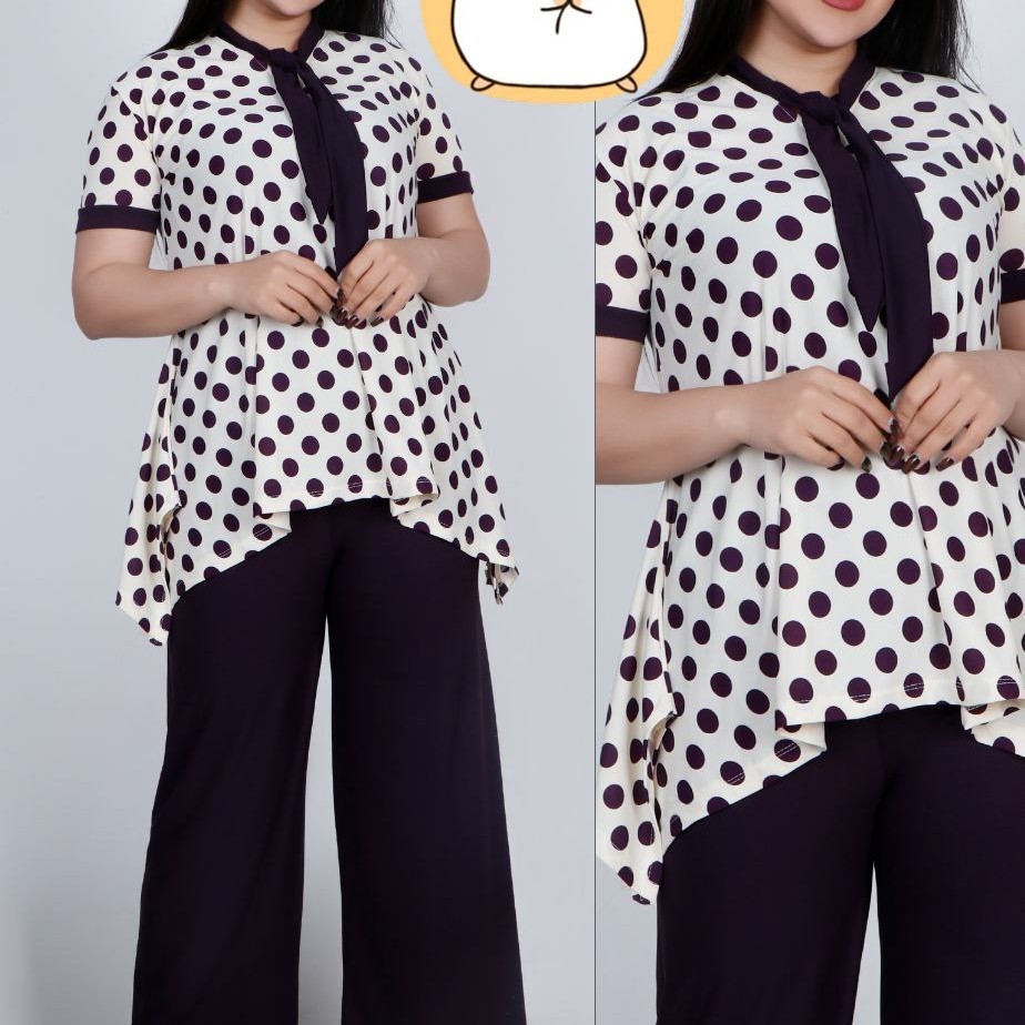 ست تیشرت شلوار خال خال زنانه سبک و راحت