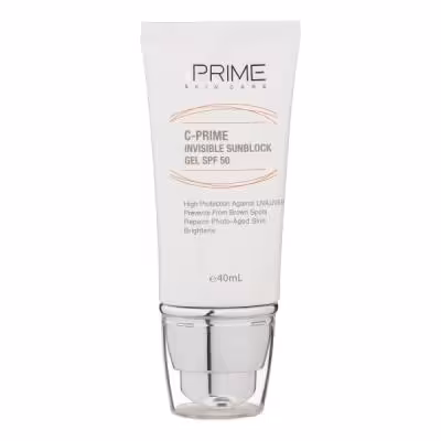 ژل ضد آفتاب بی‌رنگ پرایم SPF50 مدل C-Prime مناسب برای انواع پوست، حجم 40 میلی‌لیتر