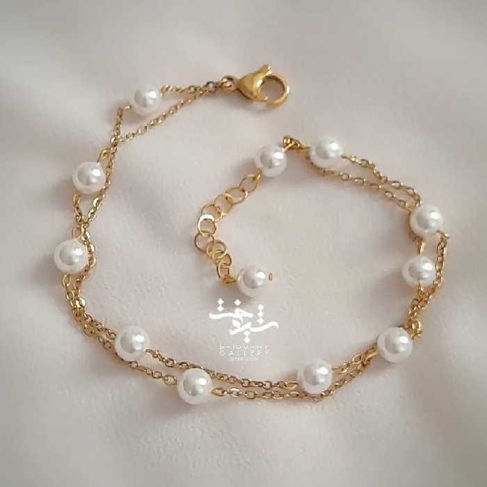 دستبند مروارید پرورشی دولاین مدل پریدخت دستبند مرواریدی اصل 