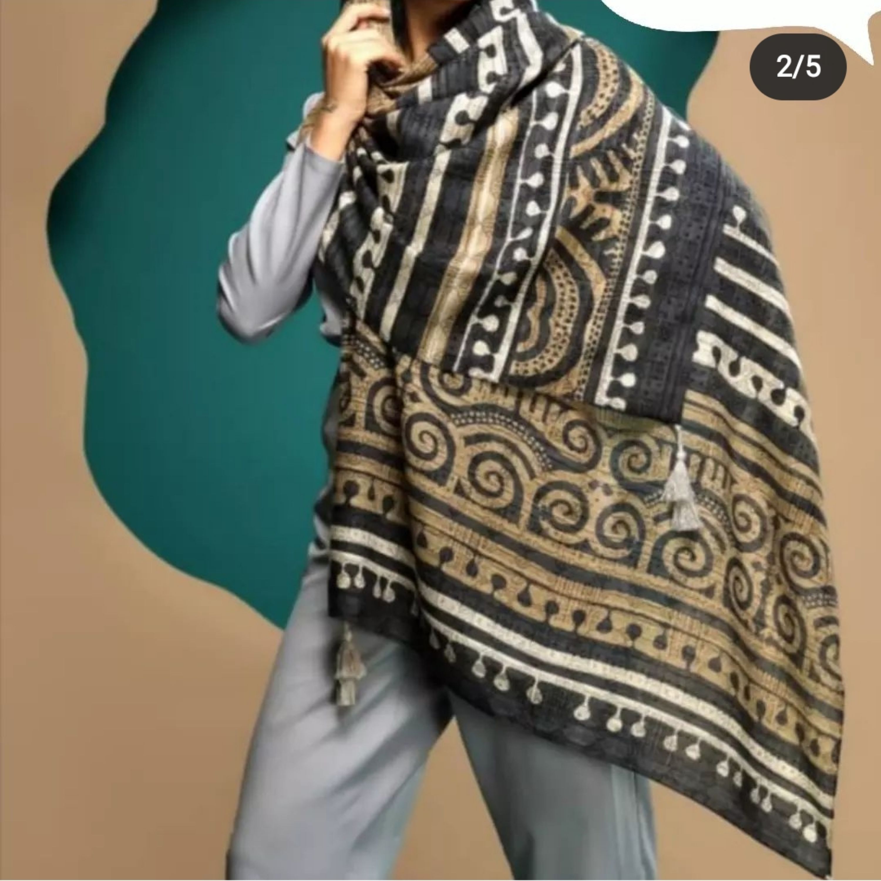 شال نخی پاییزه منگوله دار ایستایی عالی