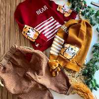 بلوز شلوار کبریتی اسپرت طرح خرس مناسب 2 تا 9 سال