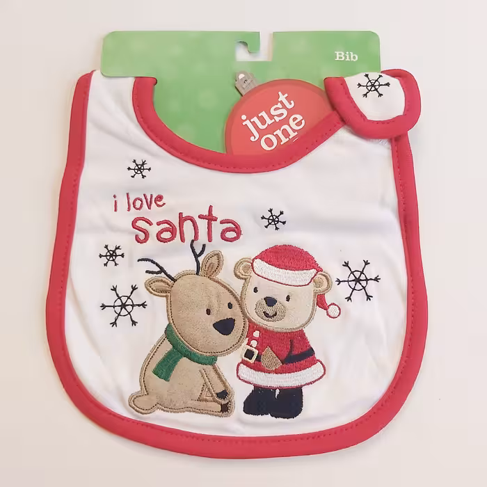 پیشبند نوزادی فری سایز تا 2 سال برند کارترز اورجینال نخی همراه با گلدوزی زیبا قابل استفاده با بادی یا سرهمی ساده 