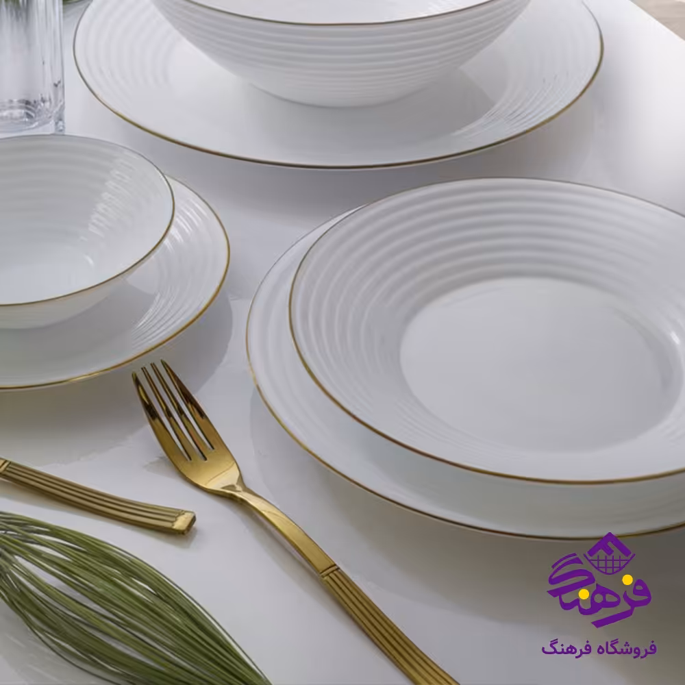 سرویس گلدن اپال 26پارچه  مدل هارنا لب طلا