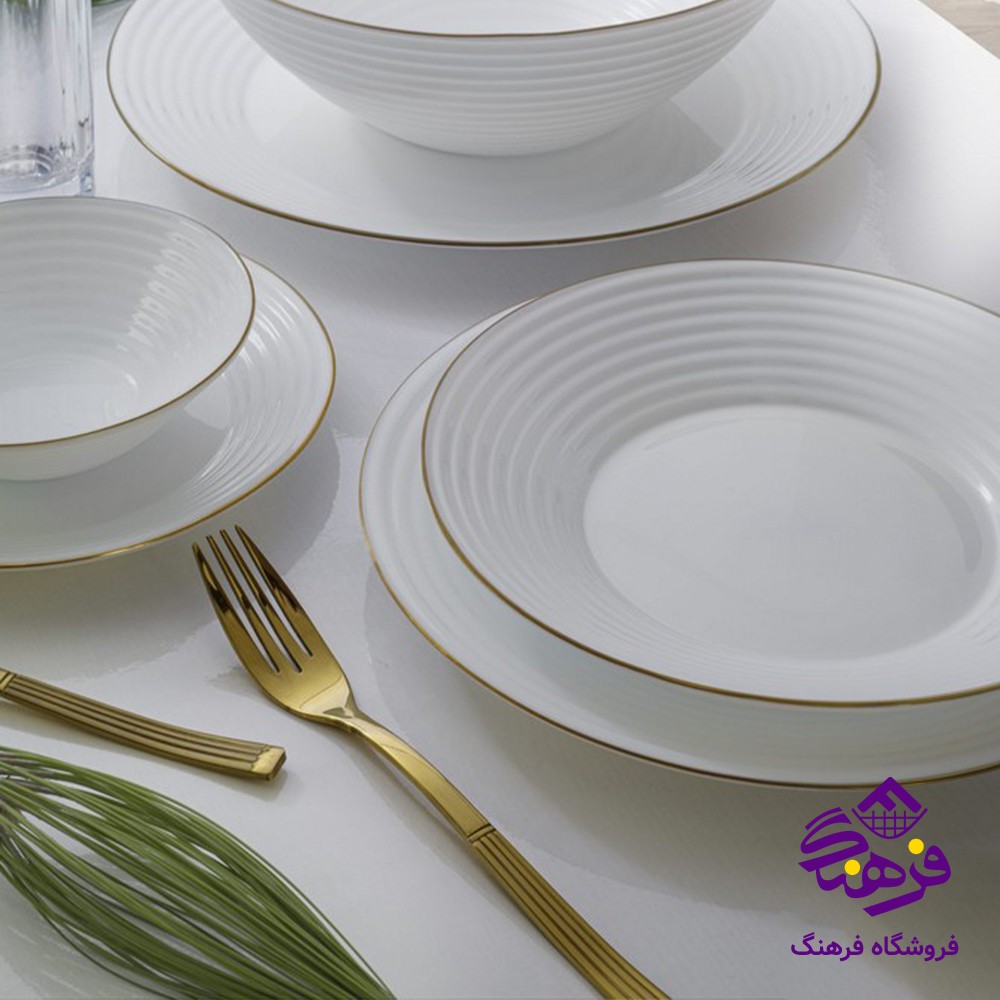 سرویس گلدن اپال 26پارچه  مدل هارنا لب طلا