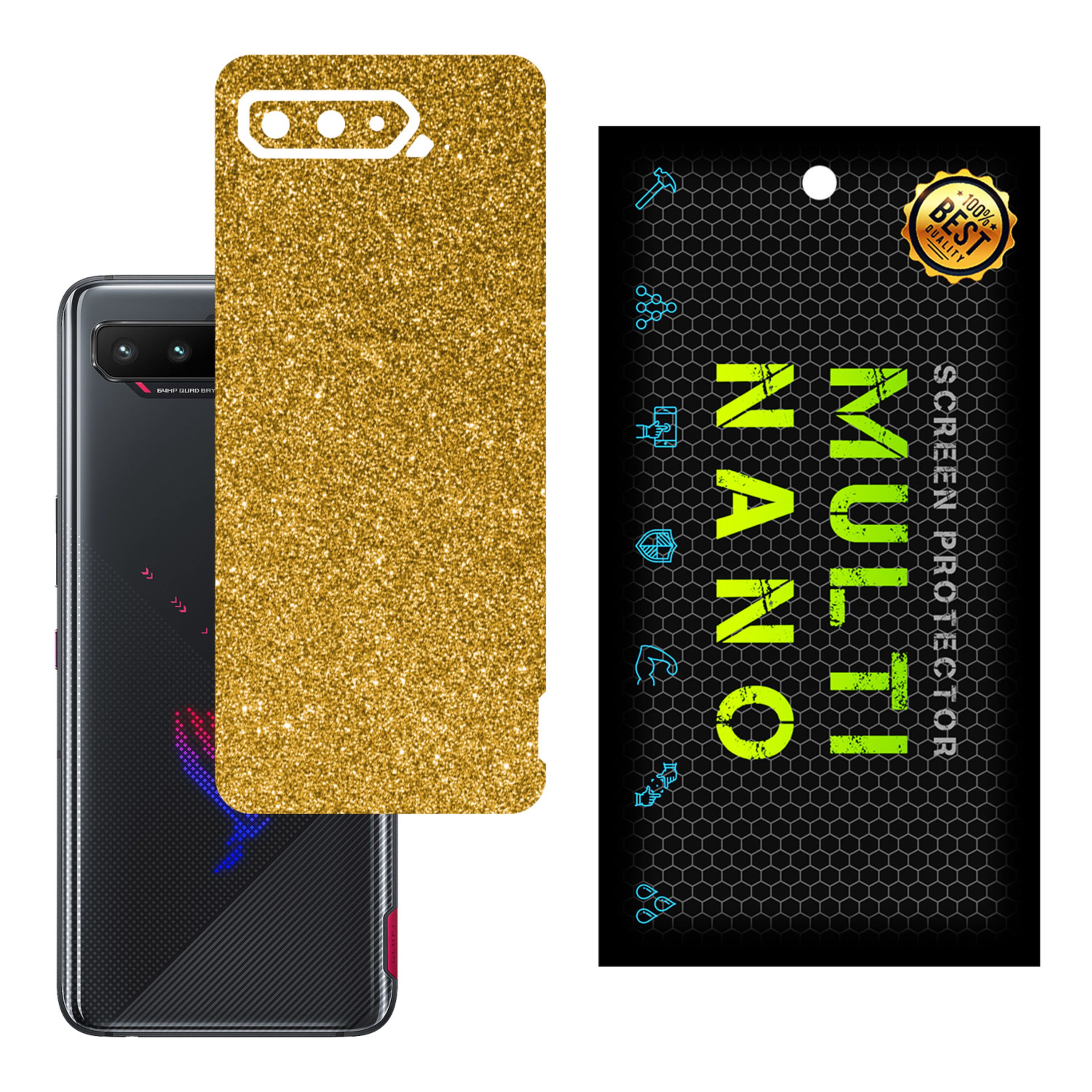 برچسب پوششی MultiNano مدل X-G1F-Gold برای پشت موبایل ایسوس ROG Phone 5 Pro
