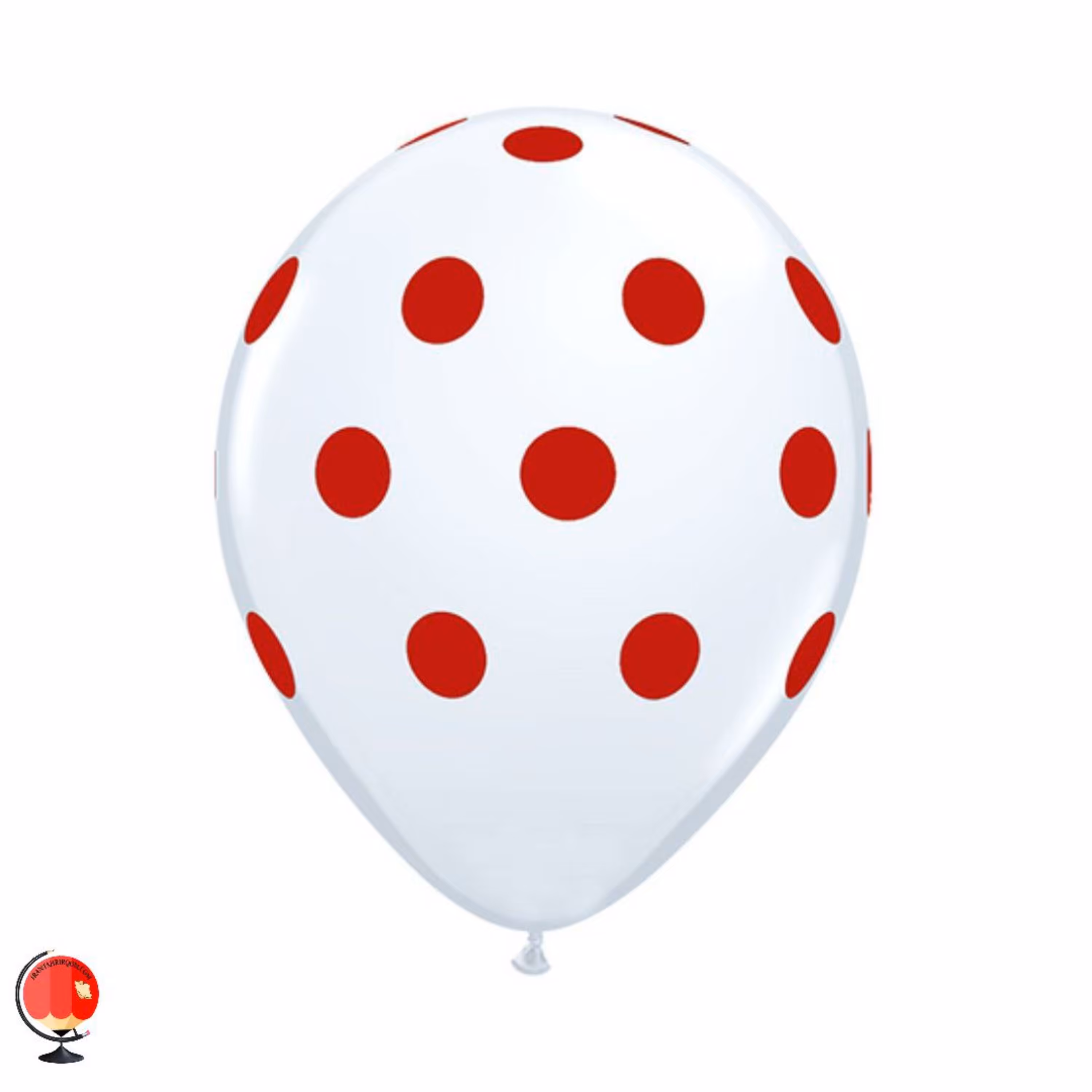 بادکنک سفید خالدار قرمز سایز 12 اینچ