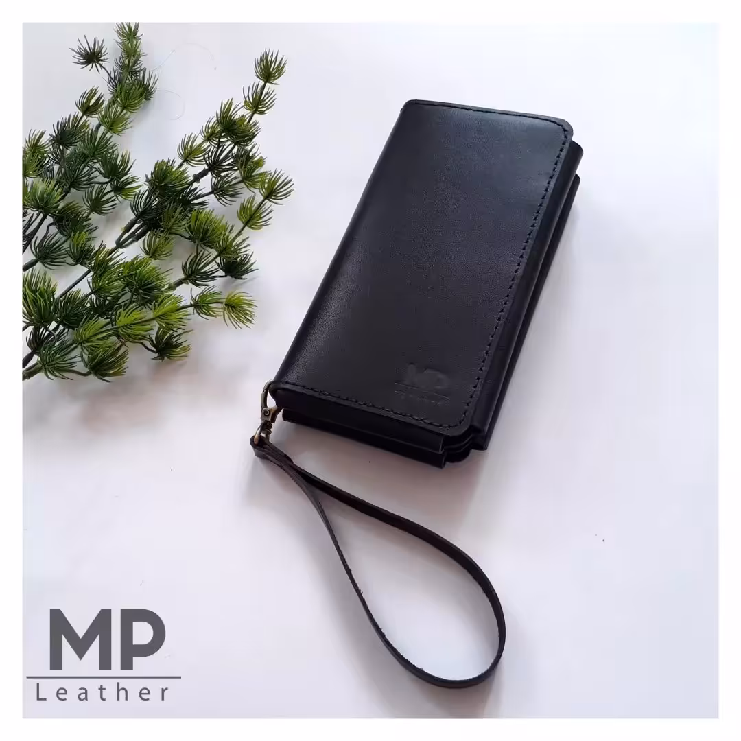 کیف دستی مردانه چرم گاوی دستدوز مناسب موبایل و دسته کلید و...