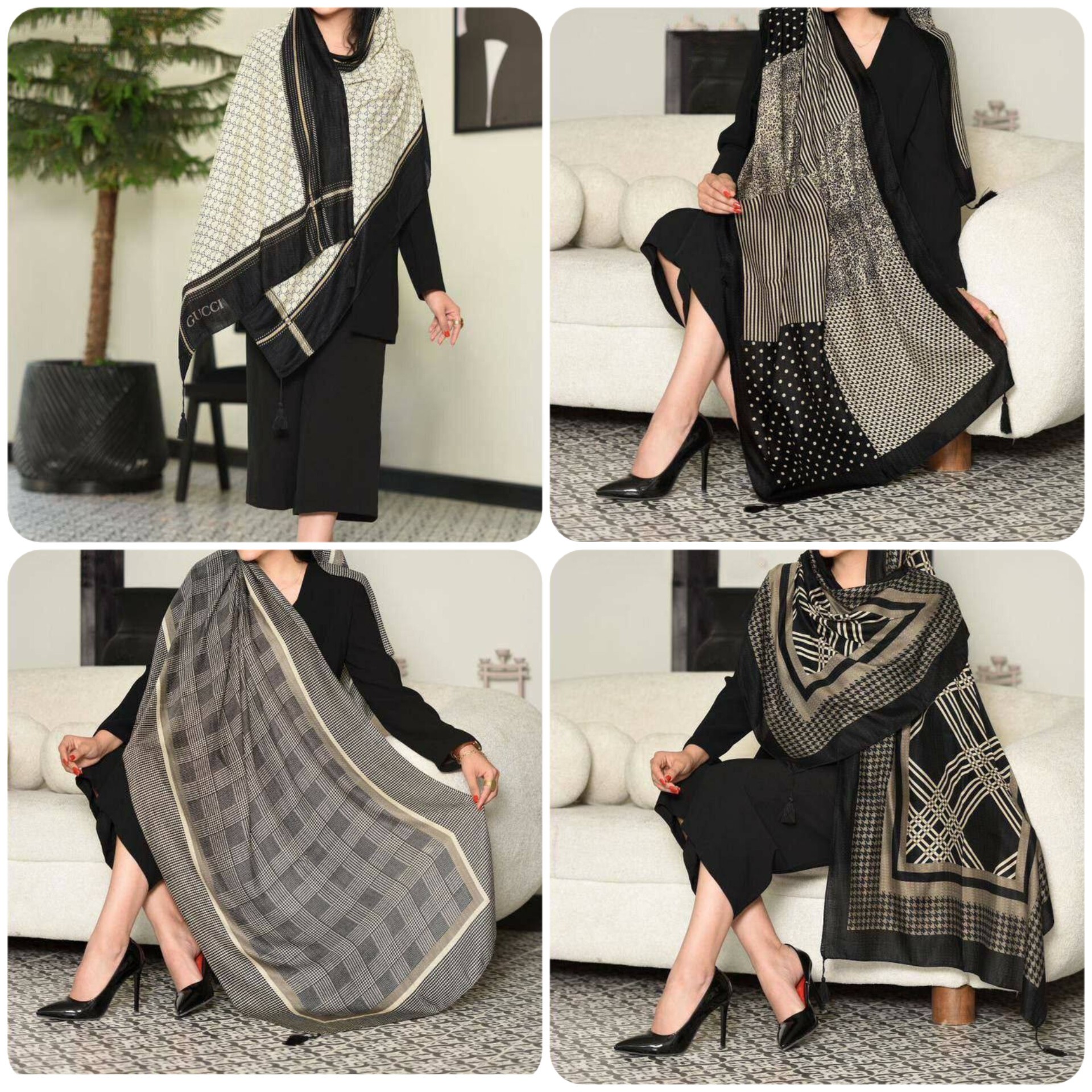 شال نخی منگوله دار 
