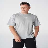 تی شرت خاکستری مردانه آستین کوتاه شان Oversiz اورجینال hummel