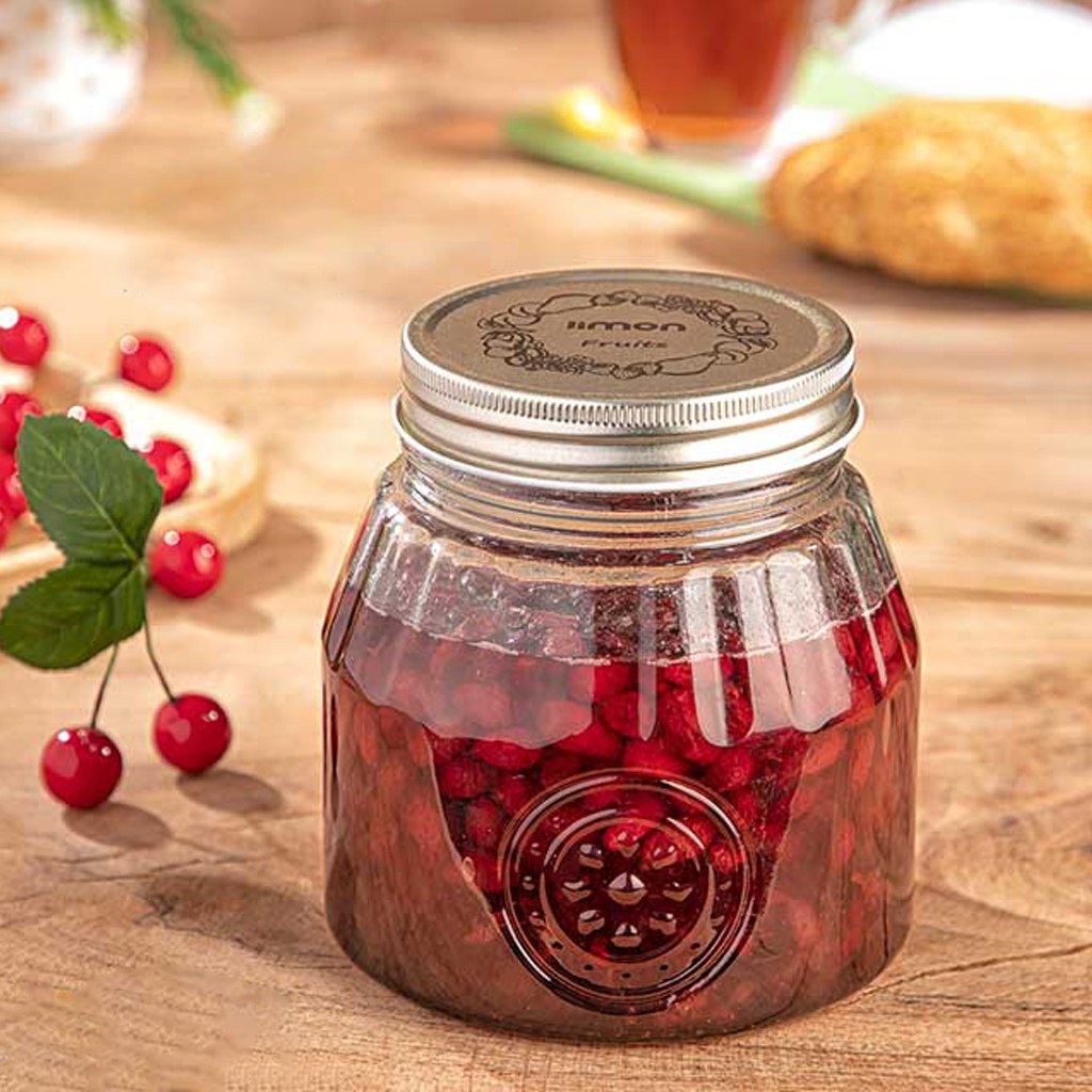 بانکه شیشه ای 890 میل درب فلزی لیمون 2035