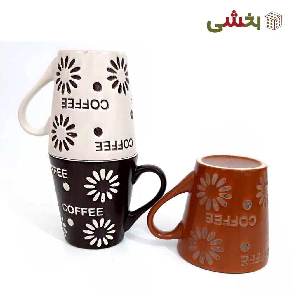 لیوان سرامیکی طرح گلدار 3 عددی