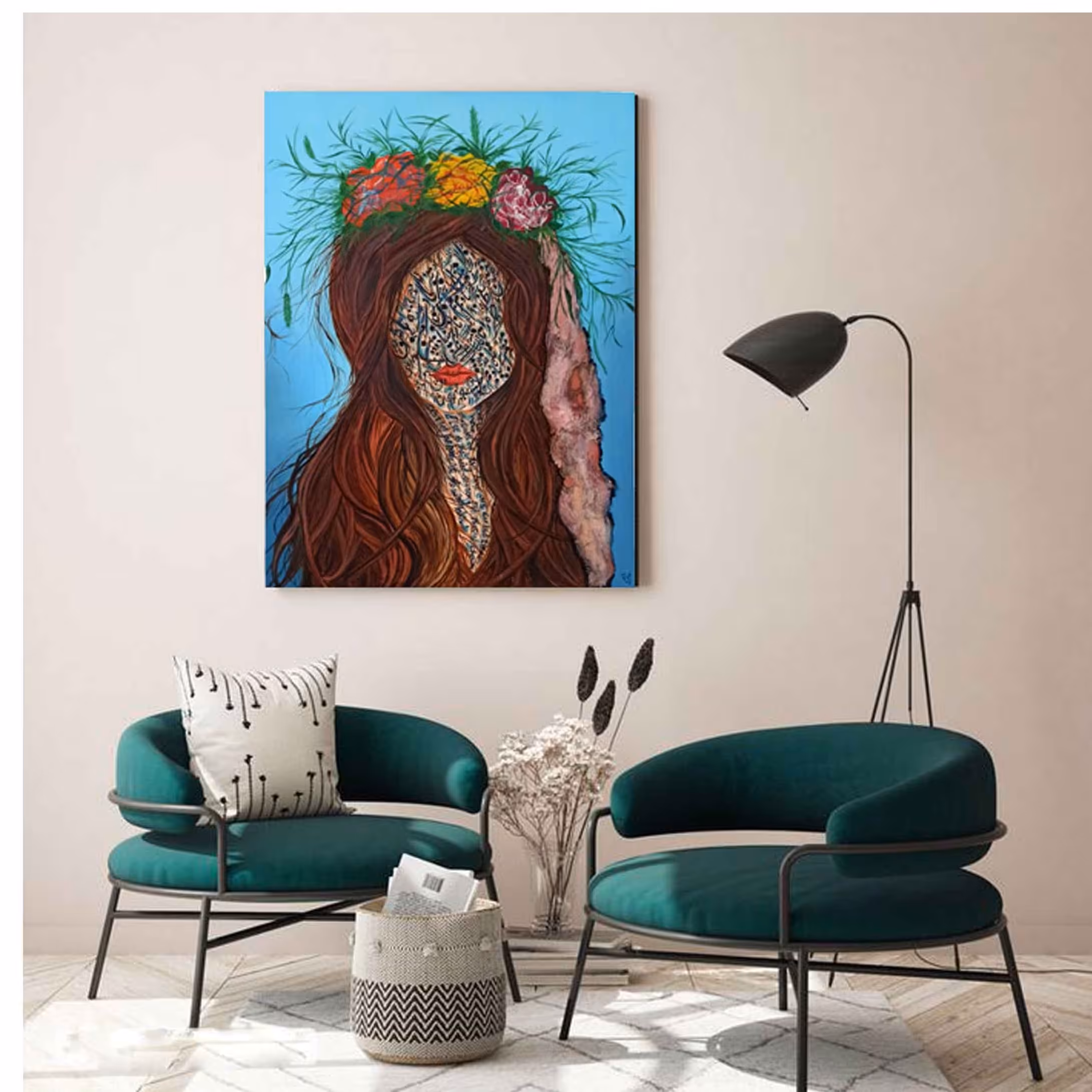  تابلو نقاشی خط طرح زلف بر باد مده