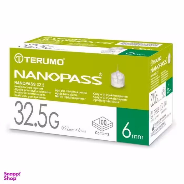 سوزن قلم انسولین نانوپس مدل 6 میلی متر بسته 100 عددی