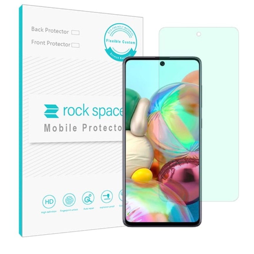 گلس سامسونگ A71 مدل نانو هیدروژل گرین لایت برند راک اسپیس