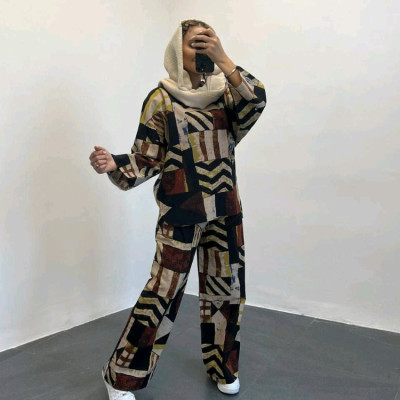 مانتو شلوار زنانه لنین مدل طرحدار