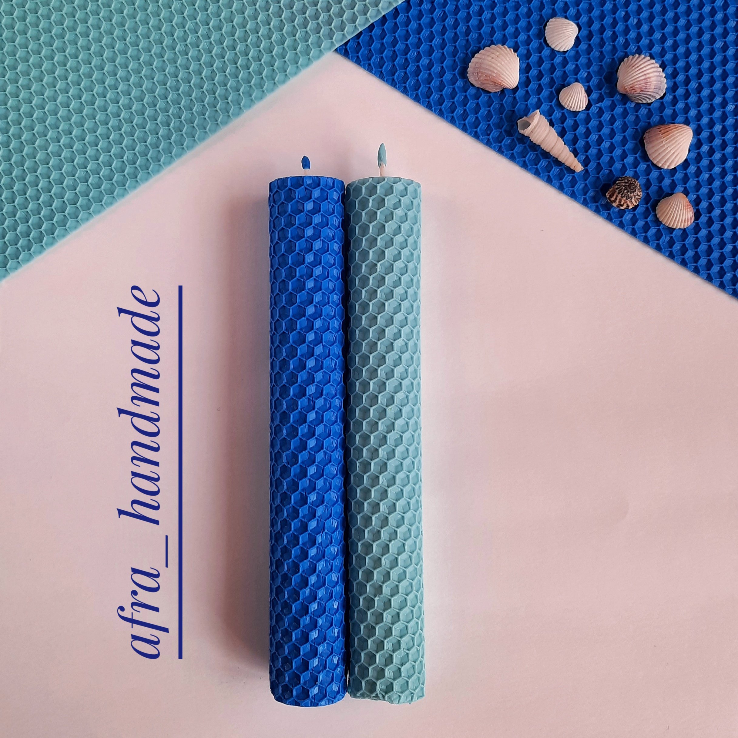 پکیج دوتایی شمع موم عسلی دریایی