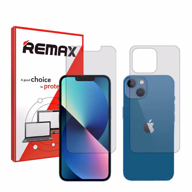 گلس صفحه نمایش و پشت گوشی اپل iPhone 13 مدل هیدروژلی شفاف برند ریمکس کد SS
