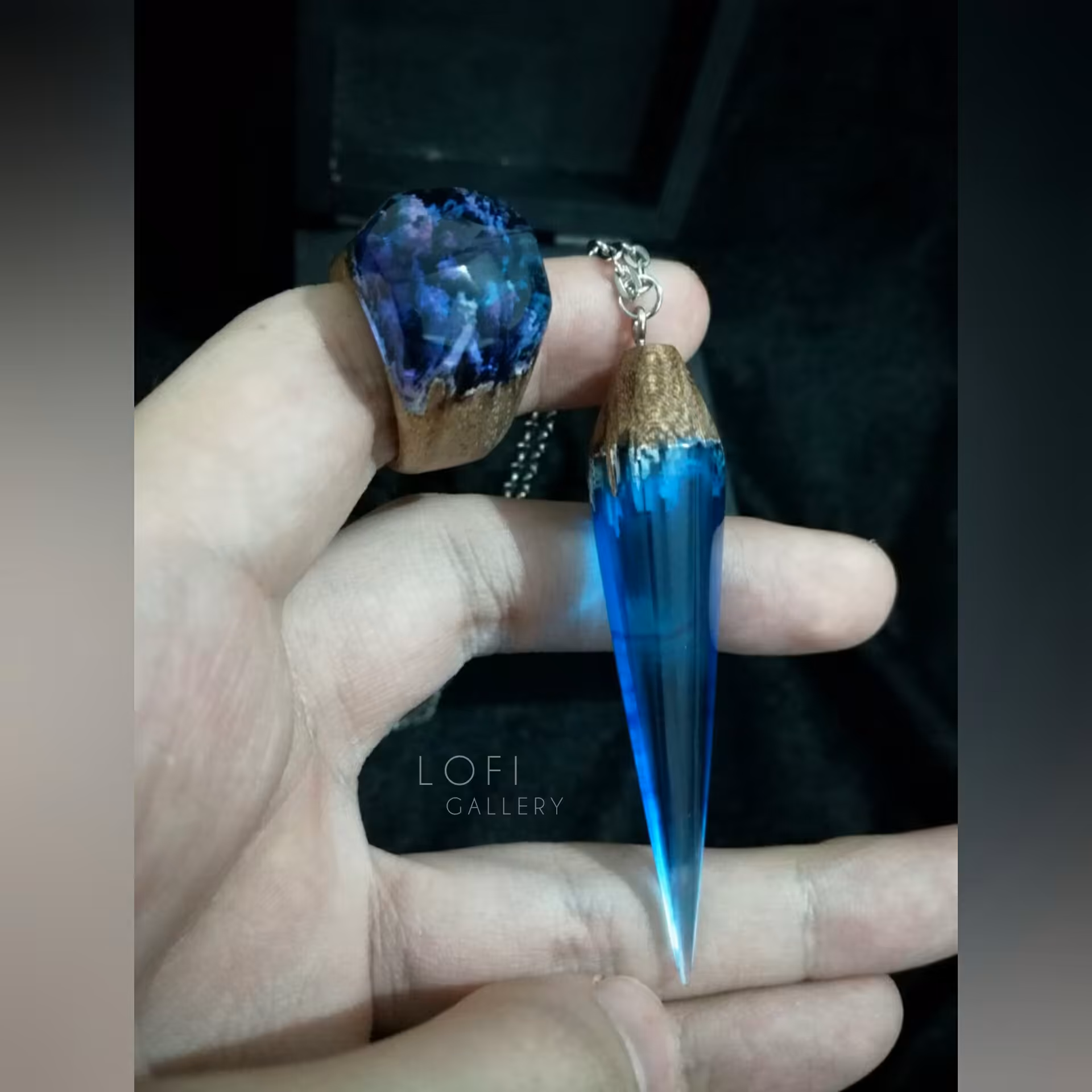 گردنبند چوبورزین Blue crystalize