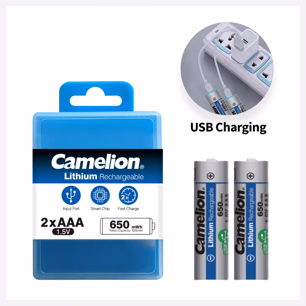 باتری‌های لیتیوم قابل شارژ مدل Camelion USB C Rechargeable Lithium Batteries AAA – 1.5V – 650mWh